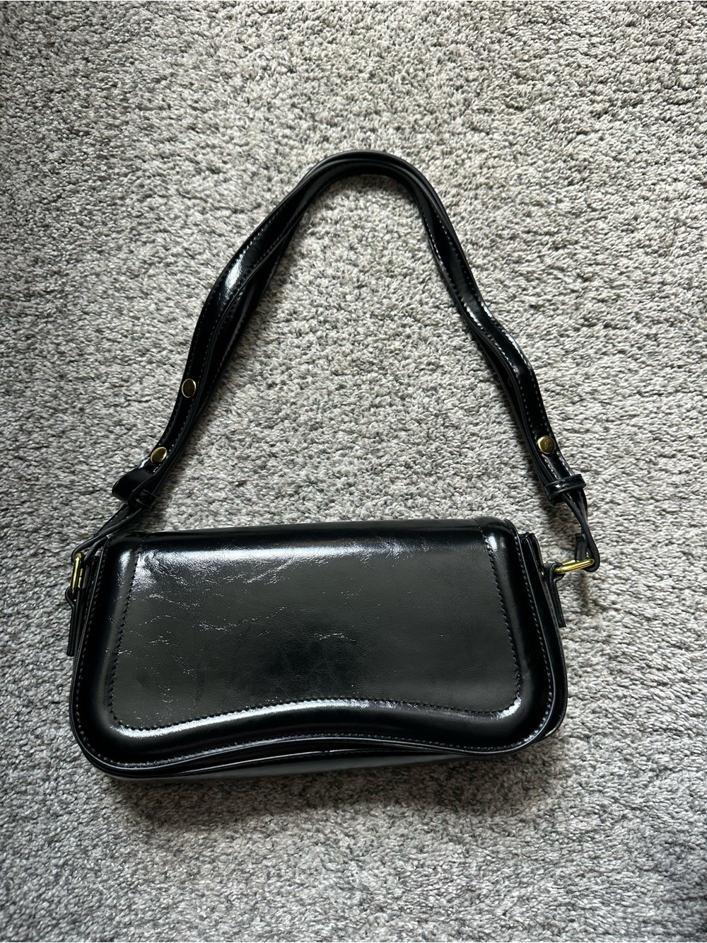 Classic Black Leather Shoulder Bag